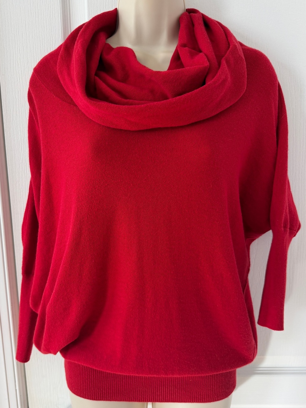 Between Me & You Red Dolman Sleeve Cowl Neck Sweater XS